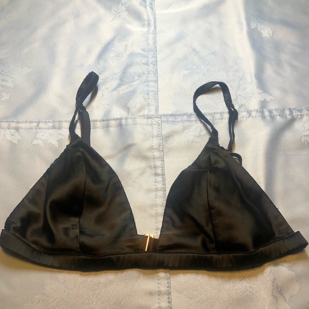 VS black satin bralette sz L